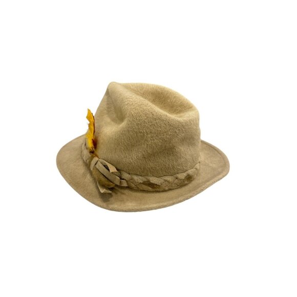 Vintage Biltmore Panda Dry Bone Size 7 Tan Beige Canadian Feather Woven Hat - Picture 4 of 9